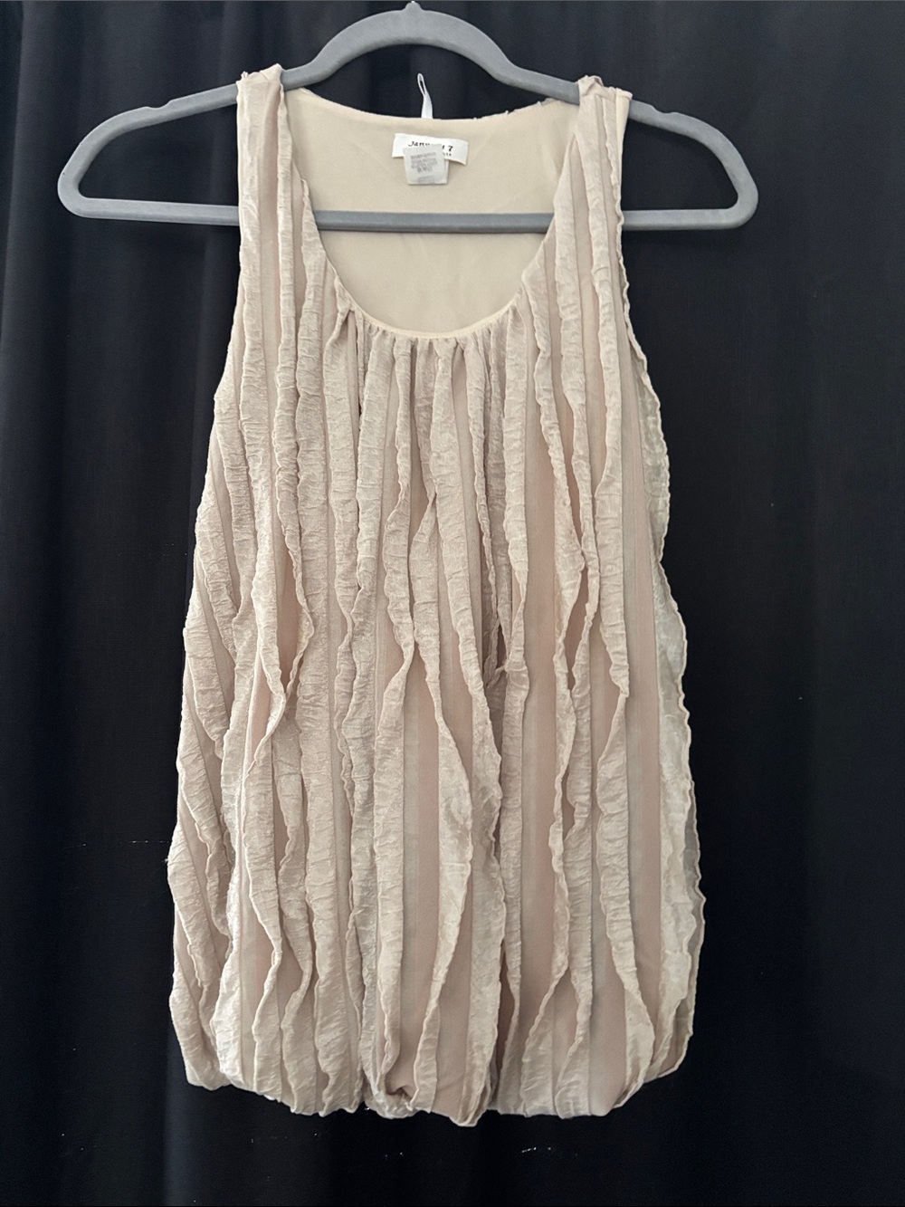 Anthropologie Beige Ruffled Sleeveless Tank